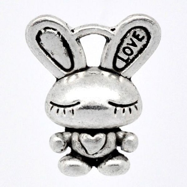 Silver Bunny Charm - Etsy