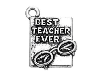 2 Teacher Charms, Silver Tone Charms (K-117)