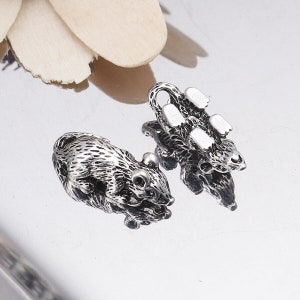 2 Silver Mouse Charms, 3D Charms, Silver Tone Charms (D-155)