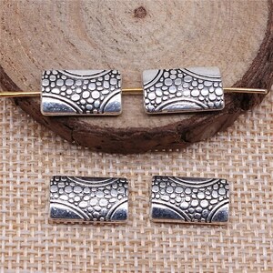 3 Silver Bead Spacers, Antique Silver Tone Spacers (I-99)