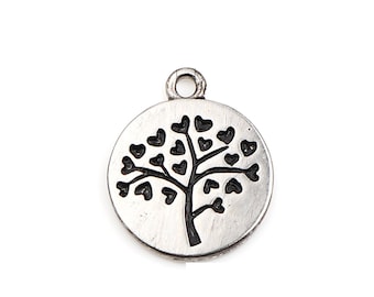 5 Silver Tree of Life Charms, 18x16mm, Silver Tone Charms (I-154)