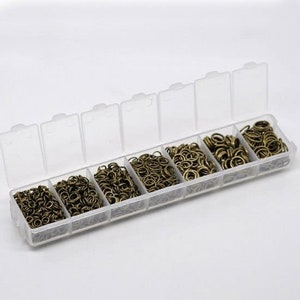 Bulk 1510 Bronze Mixed Jump Rings, 4mm, 5mm, 6mm, 7mm, 8mm, 9mm, Antique Bronze Tone (4A-3)