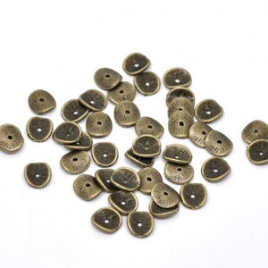 Bronze Wave Spacer Beads, 10x9mm Disc Spacer Beads (M-237)