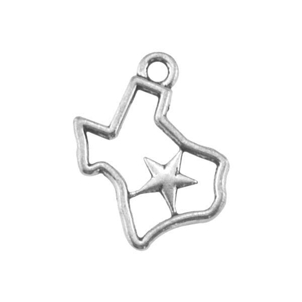 2 Hollow Texas Charms, Silver Tone Charms (K-158)