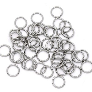 25, 100 Bulk Silver Jump Rings, 10mm Stainless Steel (T-8)