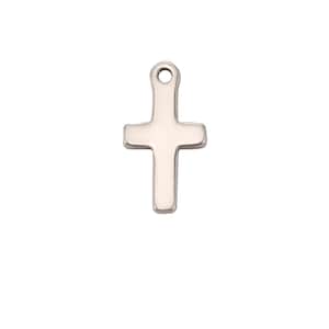 5 Silver Stainless Steel Cross Charms, 5x10mm, Stainless Steel Charms (K-188)