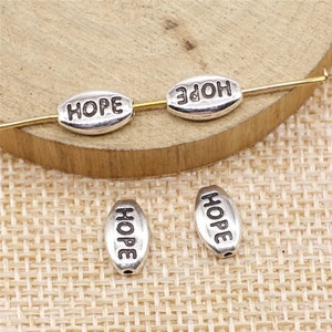 8, 40 Bulk  Silver Hope Charms, Hope Beads, Antique Silver Tone (J-157)