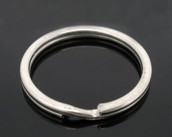 10 Silver Keychain Rings, 25mm Split Ring, Silver Stainless Steel (T-60)