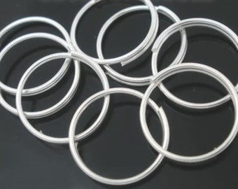 50 or 300 Bulk Double Loop Split Jump Rings, 10mm High Quality Silver Plated (V-91)