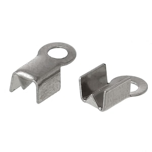 20 Stainless Steel Cord Ends, 8mm x 4mm, Crimp Tips (D-106)