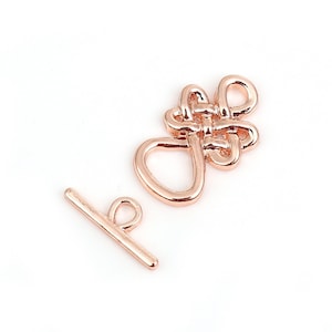 2 Sets Rose Gold Celtic Knot Toggle Clasps, Rose Gold (H-233)
