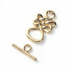 2 Sets Gold Celtic Knot Toggle Clasps, Gold Tone Charms (H-226)