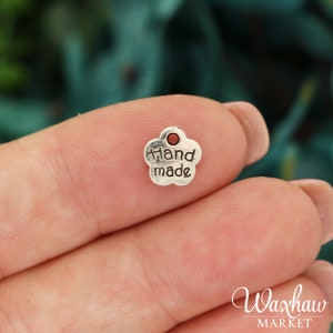 40 Silver Hand Made Engraved Tag Charms, Silver Tone Charms (E-111)