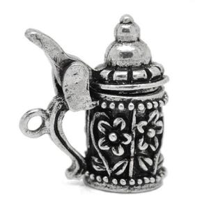 1 or 10 Bulk Silver Beer Stein Charm, Silver Tone Charms (V-18)