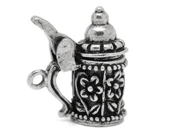 1 or 10 Bulk Silver Beer Stein Charm, Silver Tone Charms (V-18)