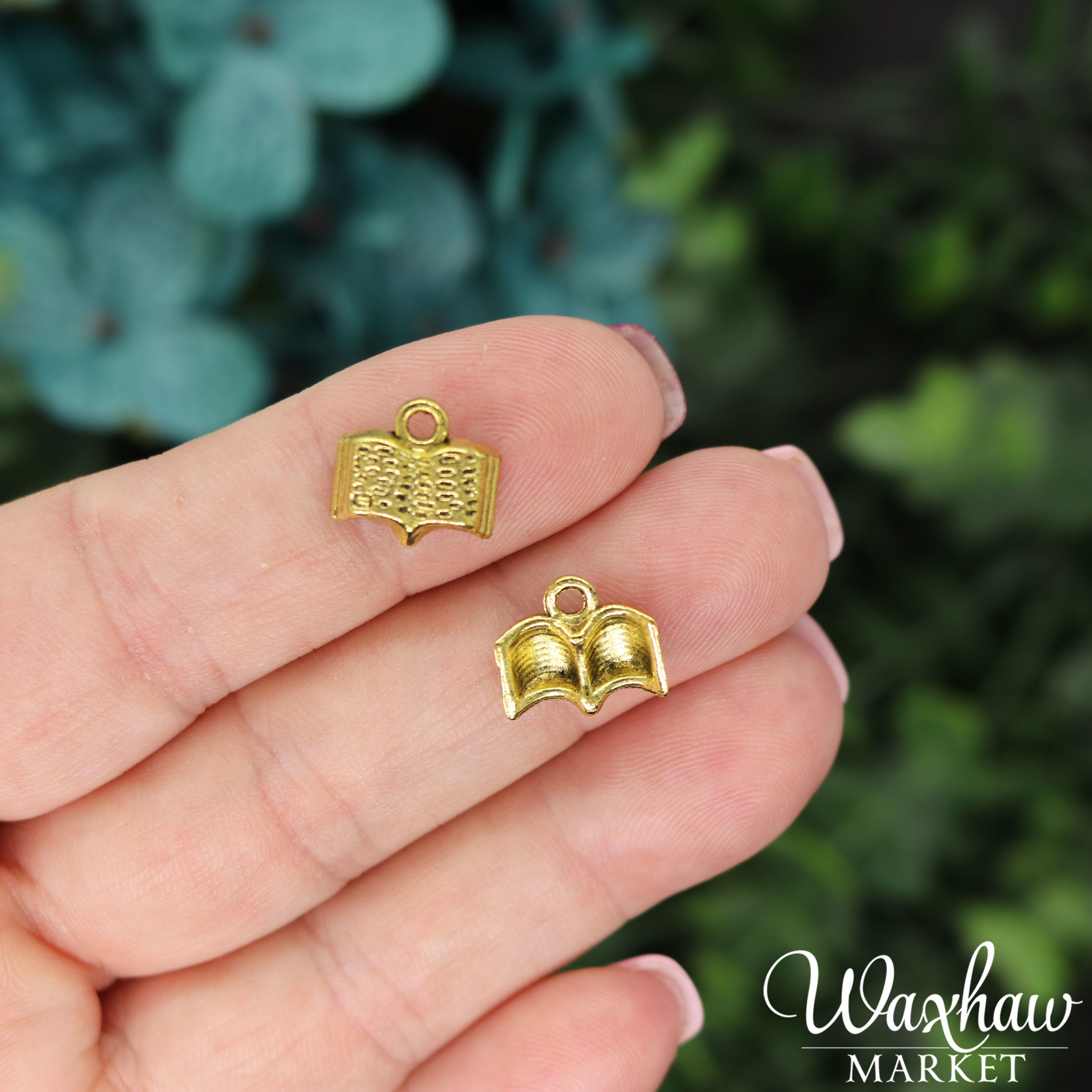 15 Open Book Charms Antique Gold Tone D124 Etsy