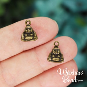 10 Bronze Buddha Charms, Antique Bronze Tone Budddha (L-114)