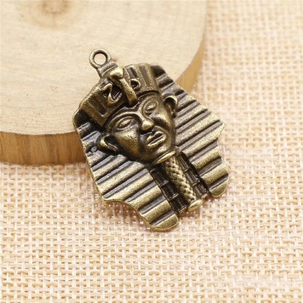 Bronze King Tut Charms, Egyptian Charms, Pharaoh Charms, Antique Bronze Tone Charms (G-203)