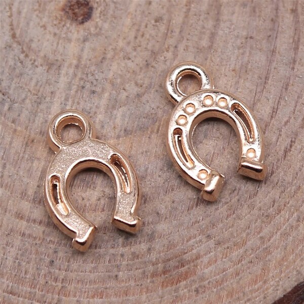 10 KC Gold Tiny Horseshoe Charms, 12x8mm, Gold Tone Charms (I-137)