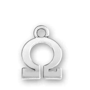 4 Silver Greek Omega Letter Charms, Silver Plated (U-187)