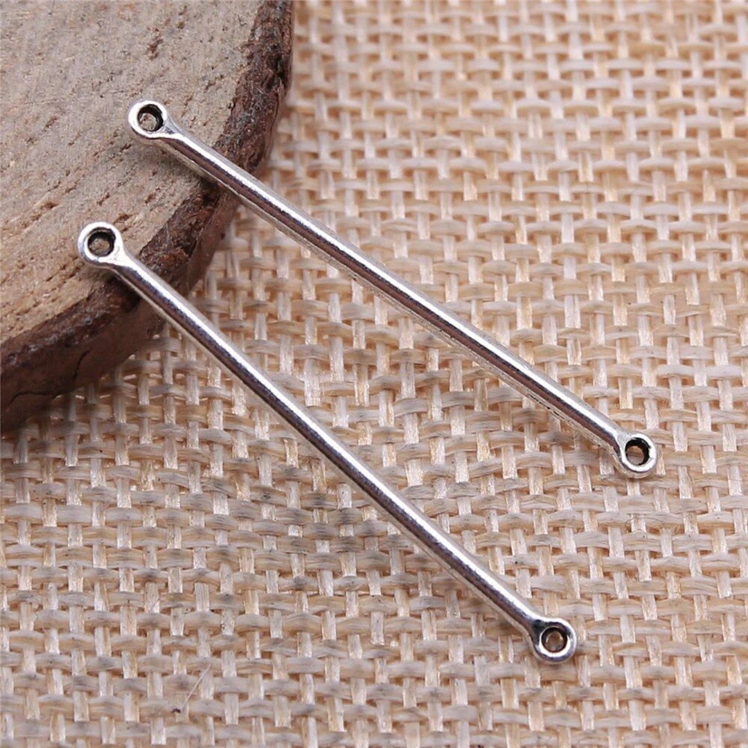 10 Long Bar Connector Charms, 2x34mm Silver Tone Charms K136 Etsy