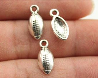 15 Football Charms, Antique Silver Tone