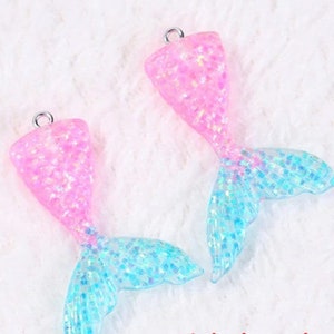 2 Mermaid Tail Charms, Adorable Resin (E-230)