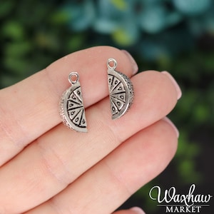 4 Silver Orange Slice Charms, 3D, Silver Tone Charms (L-183)
