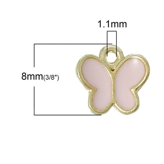 U-37 5 Butterfly Charms Gold Plated Enamel Charms