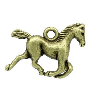 10 Horse Charms, Antique Bronze Tone (U-111)