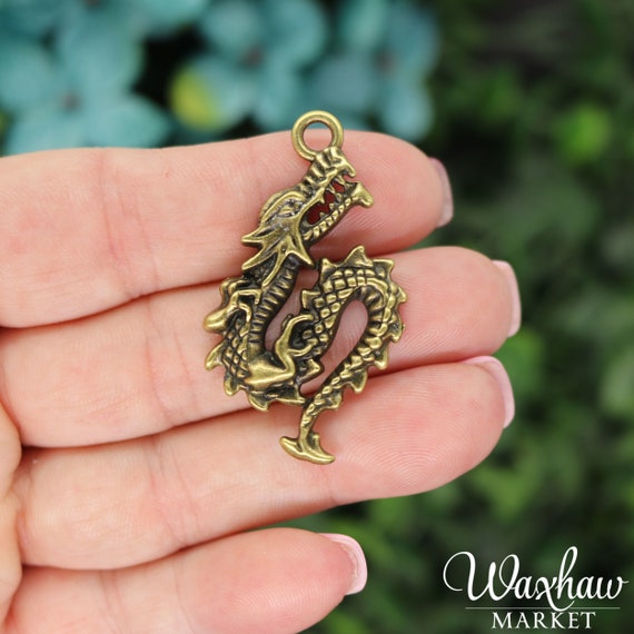 Bronze Dragon Charms, Antique Bronze Tone Charms A-168 