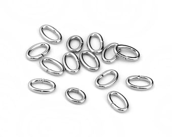 50 or Bulk 200 Silver Oval Open Jump Rings, 8mm 18 Gauge, Stainless Steel (I-92)