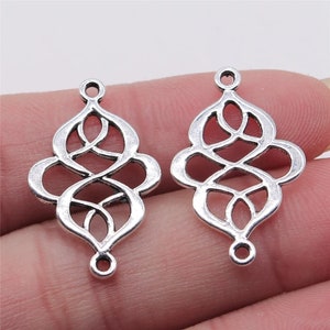 5 Silver Chinese Knot Connector Charm, Silver Tone Charms (G-54)