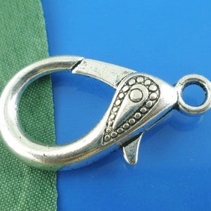 5,  10 Silver Paisley Engraved Lobster Clasp, Antique Silver Lobster Clasp