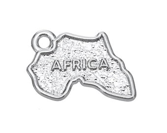 4 Silver Africa Charms, Antique Silver Plated (I-127)