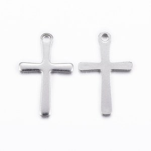 20 Stainless Steel Cross Charms, 16x10mm, Stainless Steel Charms (P-69)