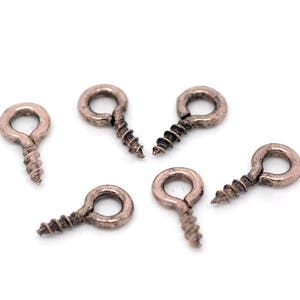 200 Copper Screw Eye Bails, 8x4mm, Copper Tone (J-28)