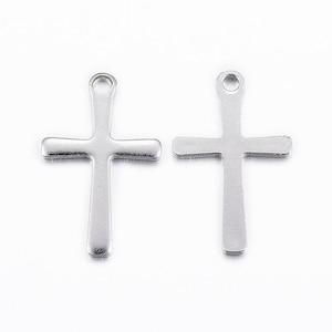 BULK 50 Stainless Steel Cross Charms, 16x10mm, Stainless Steel Charms (P-69)