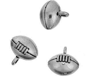 5 Football Charms, Antique Silver Tone (1H-228)