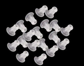 250 Earring Backs, 4mm, Clear Plastic Earring Stoppers (V-7)