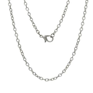 2 Silver Cable Chain Necklaces 30&quot; with Lobster Clasps, Silver Tone (T-68)