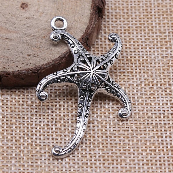 Large Starfish Charm, Silver Tone Charms Charm (B-179)