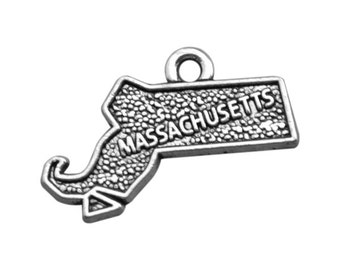 4 Massachusetts State Charms, Silver Tone Charms (I-253)