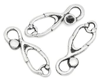10 Silver Stethoscope Charms, Nurse, Doctor Charms, Silver Tone Charms (T-73)