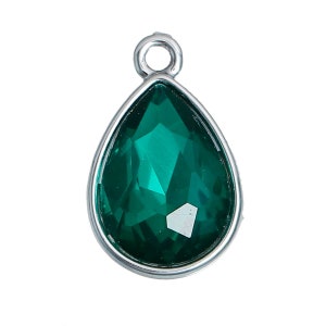 1, 5, 10 Emerald Green Teardrop Charm, May Birthstone Charms, 19x12mm (D-127)