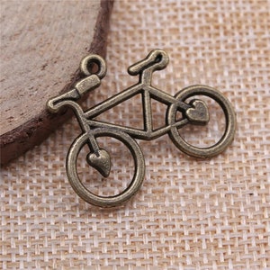 5 Bronze Bicycle Charms, 31x23mm, Antique Bronze Tone Charms (K-1)