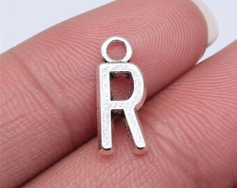 Letter R Charms, Alphabet Charms, Silver Tone Charms (M-172)