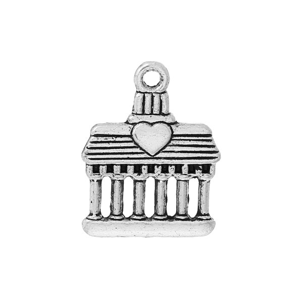 8 College Charms, Antique Silver Tone (U-108)