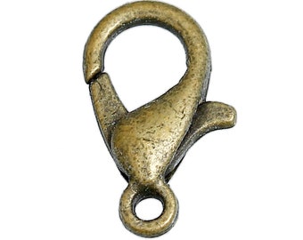 25 Bronze Lobster Clasps, Bronze Tone Clasps (B-107)