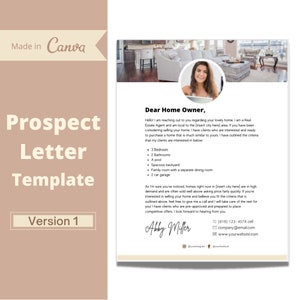 Real Estate Prospect Letter Canva Template Real Estate Agent Editable Template Marketing Template Real Estate Modern Simple Realtor | V1